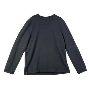 LULULEMON Terry Sweatshirt Mens SZ M Black Side‎ Zip Hidden Pocket Long Sleeve